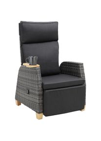 TecTake Sillón de ratán Pescara con estructura de aluminio y respaldo ajustable gris - 405372