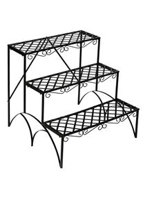 TecTake Estantería-soporte para maceteros con 3 niveles negro - 401711
