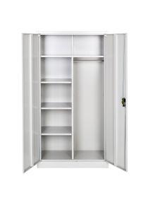TecTake Armario archivador con cierre de seguridad y 6 compartimentos + barra ropero gris - 402485