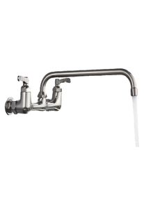 KLARWERK ALEX | rubinetto miscelatore catering a parete rubinetto argento|rubinetto cucina professionale acciaio inox lungo e piatto |ristorante bocca