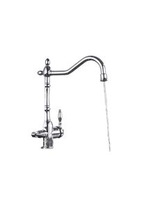 KLARWERK Julian | Rubinetto vintage a 3 vie con filtro cromato lucido|Rubinetto osmosi in acciaio inox da cucina|miscelatore retro 360&deg; con filtro a 3