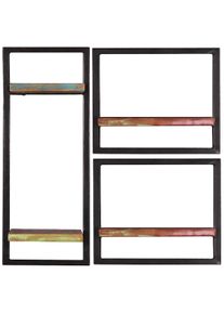 SIT-MÖBEL SIT Möbel estante de pared | 3 piezas | madera recuperada | serie RIVERBOAT | ancho 65 x fondo 25 x alto 75 cm | colorido