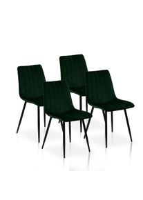 Furniture Style Pack de 4 sillas de comedor estilo Vintage color Verde Botella. Modelo Iria