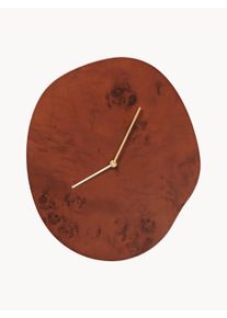 ferm LIVING Zegar ścienny z drewna Melt Ciemne drewno Drewno S 28 x W 33 cm