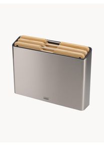 Joseph Joseph Dosky na krájanie so stojanom Folio, 4 ks Strieborná Drevo, Kov, Masívne drevo Súprava s rôznymi veľkosťami