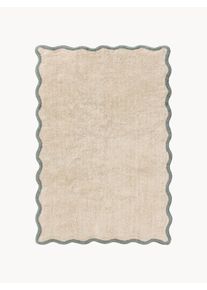 benuta Ręcznie tuftowany dywan Emilia Beżowy, Zielony Bawełna S 90 x D 130 cm (rozmiar XS)