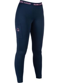 HKM Graz Style Reitleggings, Silikon-Vollbesatz, dunkelblau/neon koralle, 170/176