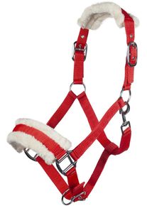 HKM Bischofshofen Halfter, Plüschpolsterung, rot, Warmblut