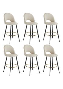 TecTake Taburetes altos SACHEL aterciopelado y con respaldo crema/negro - 405877