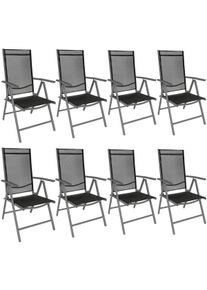 TecTake 8 sedie da giardino in alluminio pieghevoli - nero/antracite - 404367