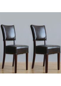 Cadeiras de jantar Bolero Bolero com assento profundo em pele sintética castanha escura, 2 peças
