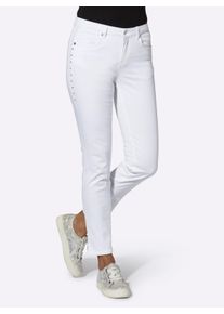 Damen Jeans mit Ziernieten seitlich in wei&szlig; ,Gr&ouml;&szlig;e 38, WITT, 98% Baumwolle, 2% Elasthan