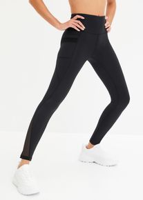 bonprix Női Komfort sport legging neccel és mobiltelefonos zsebbel, fekete, 52/54