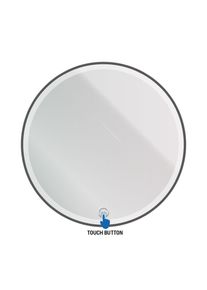 BELVIT Runder LED Spiegel 80 cm Mattschwarz mit Touch Funktion