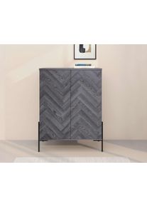 LEONIQUE Highboard »Eadwine« Kommode, Midischrank, Push-to-open, Türen mit Fischgräten Muster, Größe B/H/T: 90 cm x 120 cm x 38 cm