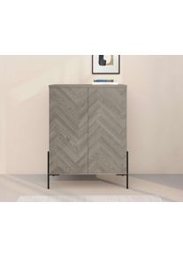 LEONIQUE Highboard »Eadwine« Kommode, Midischrank, Push-to-open, Türen mit Fischgräten Muster, Größe B/H/T: 90 cm x 120 cm x 38 cm