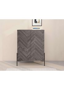 LEONIQUE Highboard »Eadwine« Kommode, Midischrank, Push-to-open, Türen mit Fischgräten Muster, Größe B/H/T: 90 cm x 120 cm x 38 cm