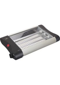 Torradeira horizontal Jata TT588 com corpo e grelha em aço inoxidável. 3 barras de quartzo. Temporizador de 5 min. Bandeja para recolha de mígalhas