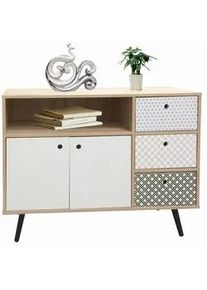 Livetastic Sideboard , Multicolor, Weiß, Eichefarben , Holzwerkstoff , 3 Schubladen , 106.5x77x39 cm , Kleinmöbel, Kommoden, Sideboards