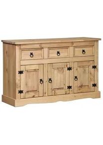 Möbilia Livetastic Sideboard , Honig , Holz , Kiefer , massiv , 3 Fächer , 3 Schubladen , 132x84x44 cm , Holzmöbel, Kommoden Holz, Sideboards Holz