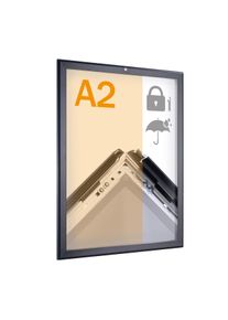 1 Marco abatible A2, cierre con llave, impermeable, negro, aluminio