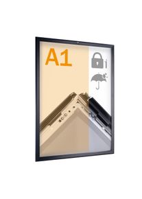 1 Marco abatible A1, cierre con llave, impermeable, negro, aluminio