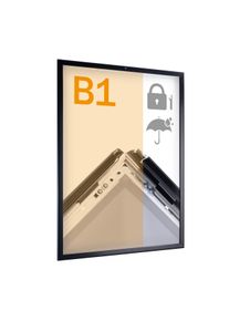1 Marco abatible B1, cierre con llave, impermeable, negro, aluminio