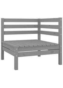 vidaXL Sofá de esquina de jardín madera maciza de pino gris