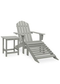vidaXL Silla con otomana y mesa jardín Adirondack macizo abeto gris