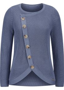 Damen Rundhalspullover mit überlappendem Vorderteil taubenblau Größe 46