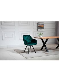 Salesfever, Esszimmerstuhl &raquo;Toronto Stuhl - Stilvoller Armlehnstuhl mit Steppungen&laquo; () 1 Stk.Esszimmersessel, 360&deg; Drehplatte unter der Sitzfl&auml;che, 