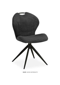OMG Design, Esszimmerstuhl &raquo;River&laquo; (Set) 2 Stk.Drehstuhl mit auto-return, mit Handgriff, Anthracite + Schwarz, Polyester, B/H/T: 55 cm x 86,7 cm x 