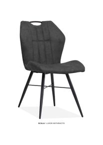 OMG Design, Esszimmerstuhl &raquo;Scala&laquo; (Set) 2 Stk.Esszimmerstuhl, pflegeleichter Bezug, Anthracite + Schwarz, Polyester, B/H/T: 51 cm x 90,5 cm x 61 cm, 
