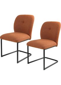 Tom Tailor HOME, Freischwinger &raquo;PEBBLE CHAIR&laquo; (Set) 2 Stk.Esszimmerstuhl, Freischwinger, 140 kg belastbar, Rundrohrgestell, Rusty Red/Black + Black, 