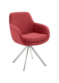 Musterring, Esszimmerstuhl &raquo;Tavia&laquo; (Set) 2 Stk.Stativgestell Edelstahl, wahlweise mit Drehfunktion, diverse Farben, bordeaux + Edelstahl geb&uuml;rstet, B/