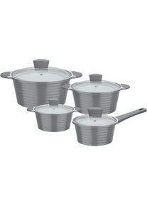 GSW, Topf-Set &raquo;Bolero&laquo; Set, Kochtopf 16/20/24 cm, Stielkasserolle 18 cm, 8 Stk. tlg. Aluminiumguss, grau, grau