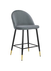 LEONIQUE, Bistrostuhl &raquo;Embrosse&laquo; () 2 Stk.mit Sitz und R&uuml;cken gepolstert, in sch&ouml;nem Velourstoff, Sitzh&ouml;he 65 cm, grau, Stoff, B/H/T: 48 cm x 96 cm x 