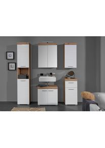 Welltime, Badm&ouml;bel-Set &raquo;Avena&laquo; Set, 5 Stk. tlg., asteichefarben/wei&szlig; Hochglanz, asteichefarben/wei&szlig; Hochglanz