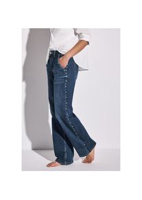 STREET ONE , Damen , High-waist-Jeans, mit Nieten , Dark Blue Wash , Länge 32 , 26 -Länge 32 , 26 , Jeanshose im Loose Fit von STREET ONE