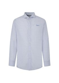 Pepe Jeans , Herren,Damen , Langarmhemd, mit Logo-Schriftzug auf der Brust , oxford blue , N-Gr , L -N-Gr , L , Langarmhemd in Regular Fit Passform...