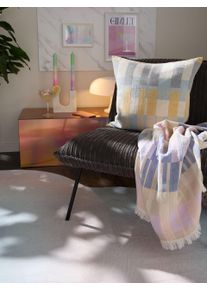 Nico Multicouleur/Jaune 45x45 cm - Tapis poil court design moderne pour salon