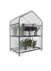 Arreditaly Serra A 2 Ripiani Da Giardino Per Orto Telaio In Acciaio Verniciato Telo PVC Trasparente Porta Avvolgibile Apertura A Cerniera 69x49x125 Cm