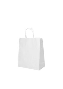 Papstar 25 bolsas de transporte, papel 28 cm x 22 cm x 10 cm blanco con asa retorcida
