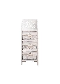 Rebecca Mobili Cassettiera Comodino 3 Cassetti Legno Bianco Shabby 78x29x22