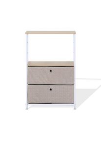 Rebecca Mobili Mobile Cassettiera con 1 Ripiano in Legno Metallo e Tessuto Bianco Beige Vintage
