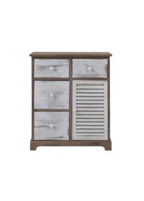 Rebecca Mobili Armadietto Mobile Bianco Grigio 4 Cassetti 1 Anta Legno 70x60x30