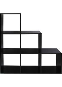 Rebecca Mobili Libreria A Terra Scaffale Nero 6 Vani Mdf 97,5x97,5x29