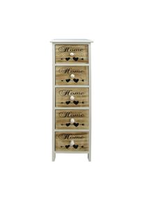 Rebecca Mobili Cassettiera Settimino 5 Cassetti Legno Bianco Marrone 91x26x30
