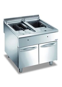 MBM Friteuse professionnelle à gaz double - 2 x 18 l - avec vidange - sur meuble - Lux 980 | Professionnel | HoReCa | CHR