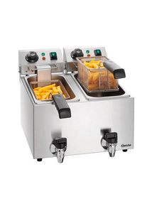 Bartscher Friteuse professionnelle électrique - 2x 4 l - avec vidange - 230 V - 4 kw - SNACK II Plus | Professionnel | HoReCa | CHR